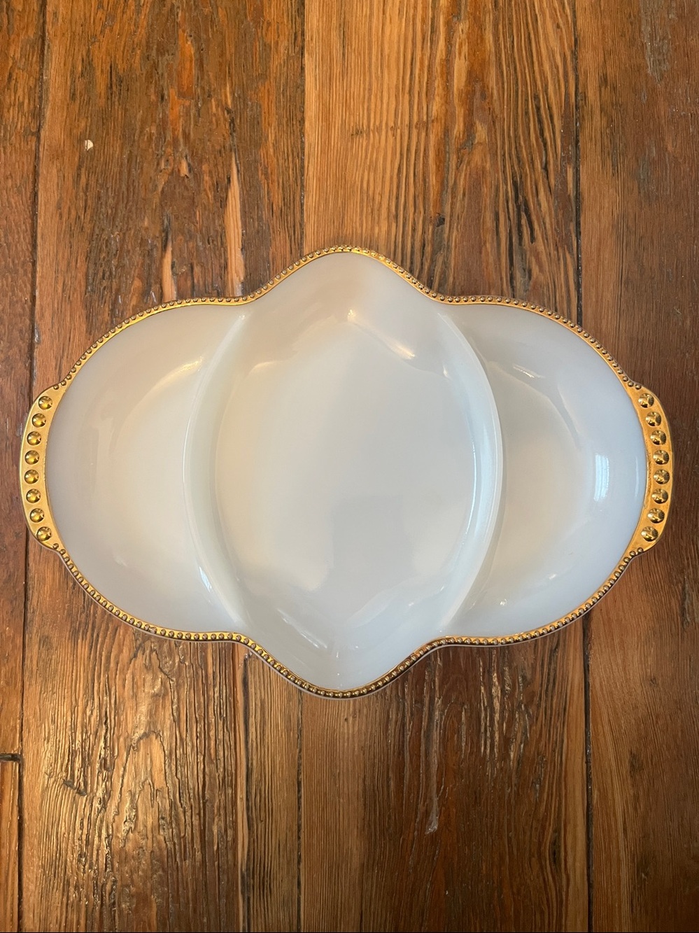 Vintage White and Gold Divided Serving Dish - Elegant Home Dining Platter